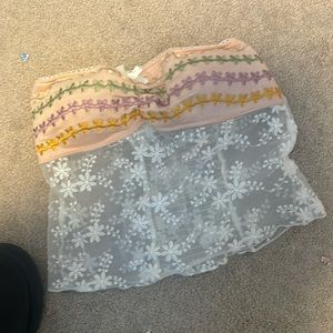 FLORAL CROP TOP STRAPLESS